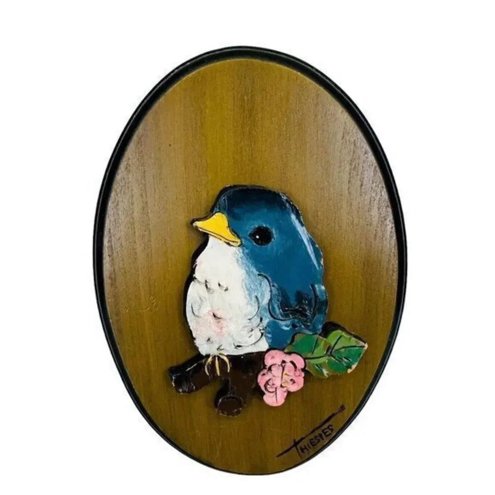 Darlene Thiesies Dutch Blue LoveBird Plaque Wall‎ Handcrafted Clay Creation